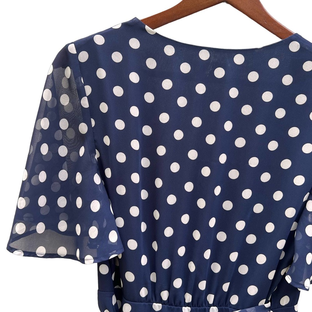 Show Me Your Mumu Marianne Wrap Maxi Dress Polka Dot Navy White Small - Picture 7 of 13